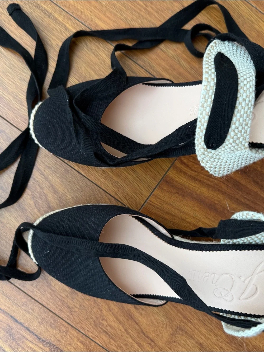 J. Crew Black Canvas Ankle-Tie Espadrille Wedges
